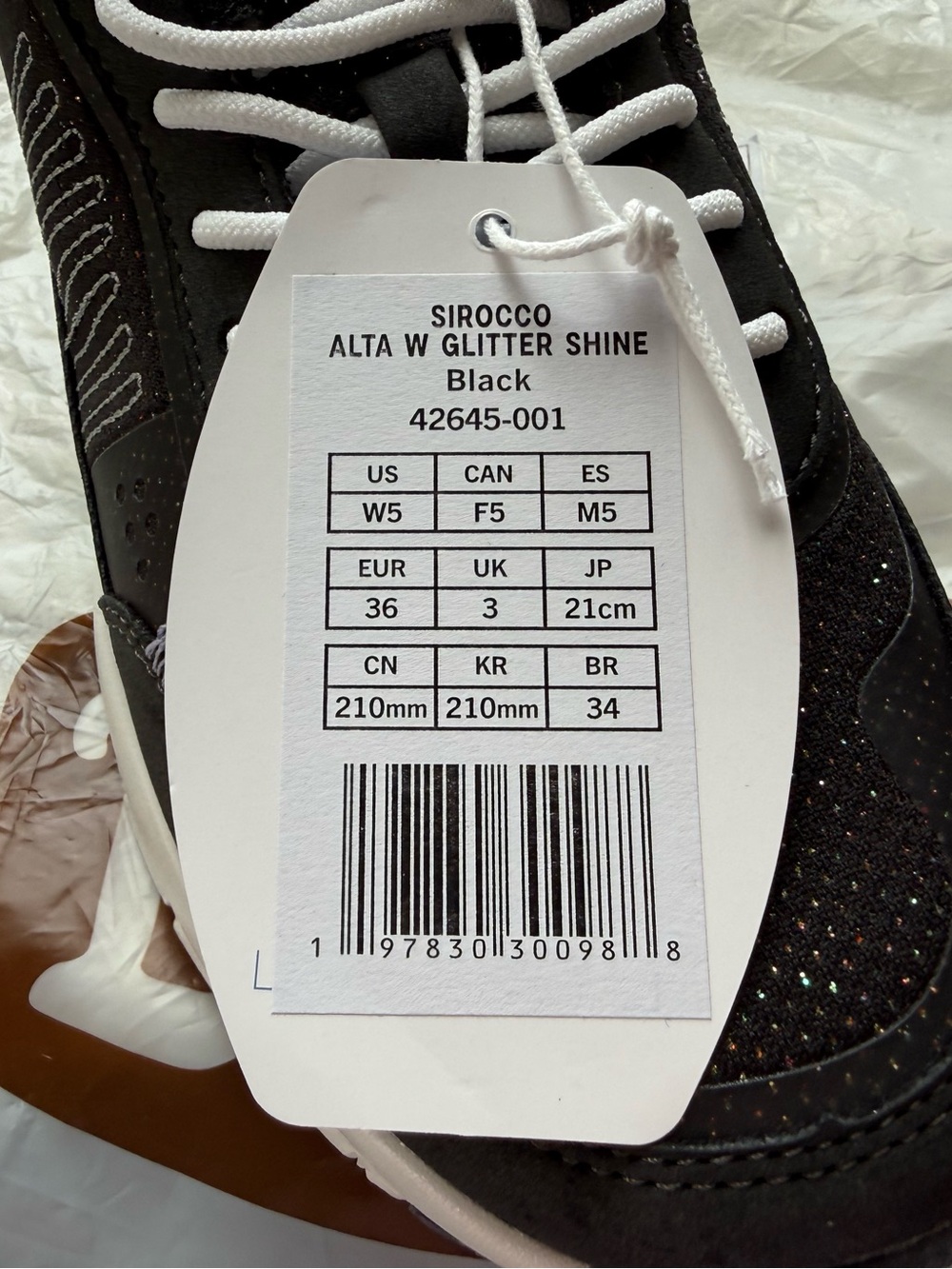 NWT Hey Dude Black Glitter Sirocco Alta W Sneaker with White Laces. - Picture 3 of 4